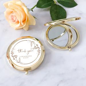 TEMU 1개 맞춤형 미니멀 라인 디자인 웨딩 감사 선물 메이크업 거울, 고급 선물 박스 포함, 파티 감사 선물, 여성용 휴대용 포켓 메이크업 거울, 고품질 메탈 도금 장미, 여성 여행용 필수 미니 거울, 2배 확대 기능, 여행, 야외, 쇼핑, 사무실, 기숙사 데스크탑용, 웨딩 페이버로 적합, 신부 들러리용