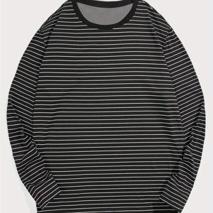 TEMU 캐주얼하고 미니멀리스트한 남성용 티셔츠, 스타일리시한 라운드넥 탑, 봄과 가을에 적합한 편안한 긴팔 티셔츠, 일상복으로 활용하기 좋음