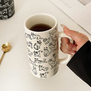 TEMU 1개 고양이 세라믹 머그컵, 귀여운 패턴 커피 컵, 큰 손잡이, 고급 세라믹 티컵, 라떼, 핫초코 - 고양이 애호가를 위한 선물, 여성, 남성, 고양이 주인, 어머니날 선물