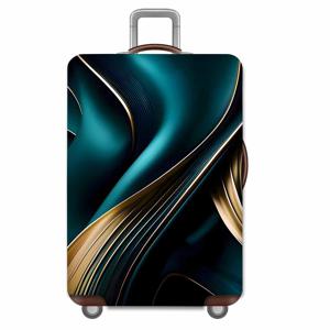 TEMU 스크래치 방지 기능이 있는 탄력성 커버 - 틸 블루 & 골든 추상 패턴, 18