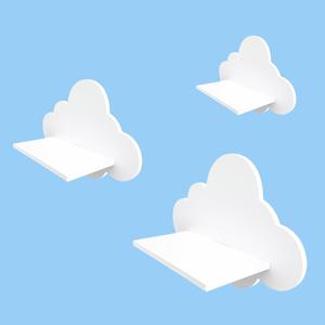 TEMU 3개 세트 화이트 PVC 구름 모양 플로팅 선반 - 가벼운 무게 & 쉬운 설치, 소형 인형, 꽃병, 장식품 및 미니어처 전시용 - 현대적 디자인, 심플한 스타일, 거실·아동방·서재·침실에 적합한 홈 데코 플로팅 선반
