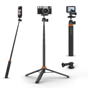 TEMU GOPRO 카메라에 적합한 셀카봉 삼각대, 최대 62인치까지 확장 가능, 360° 볼 헤드 및 1/4인치 스크류 특징, 휴대용 및 경량 카메라 삼각대, GOPRO Max, Hero 13, 12, 11, 10, 9, 8 호환