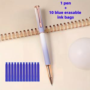 TEMU 11개 세트 / 펜 1개 + 지워지는 잉크 세트 10개) 부드럽게 쓰이고 가볍고 오래 사용해도 피로감을 주지 않는 우아한 지워지는 메탈 만년필로, 일상적인 서예 연습에 매우 적합합니다.