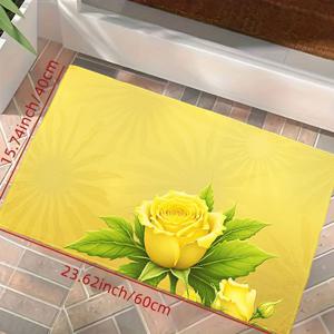 TEMU 제품: 노란 장미 패턴 매트, 실내 현관 미끄럼 방지 카펫, 거실용 직사각형 현관 매트, 홈 데코를 위한 미적 방향을 위한 방 장식 미술 용품