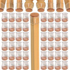 TEMU 48개 투명 실리콘 의자 다리 캡, 미끄럼 방지 및 스크래치 방지, 단단히 고정, 하드우드 바닥 보호, 식탁, 사무실 의자, 가정 및 커피숍 가구용, 쉬운 설치, 내구성 있는 투명 디자인, 원형 가구 발 패드