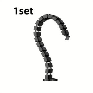 TEMU 사무실 책상 및 회의테이블용 조절식 흑백 파이톤 케이블 관리 파이프 1세트 - 내구성 있는 플라스틱, 수직 케이블 정리, 가정 및 전문가용 환경에 적합, 회의테이블 필수품 | 우아한 케이블 관리 | 내구성 있는 플라스틱 파이프, 케이블 관리 솔루션