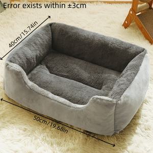 TEMU 포근한 사각 애완 동물 침대 - 매트리스와 유사한 플러시 쿠션 내부, 오픈 엣지 디자인. 세척이 용이한 폴리에스터 패드이며 고양이, 소형견, 토끼, 기니피그에게 적합합니다.