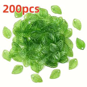 TEMU 200개 그린 잎사귀 비즈, 주얼리 제작에 완벽 (귀걸이, 팔찌, 목걸이, 헤어 장식 포함). 선물, 발렌타인데이 선물, 생일 깜짝, 새해 선물, 신학기 수제품으로 이상적