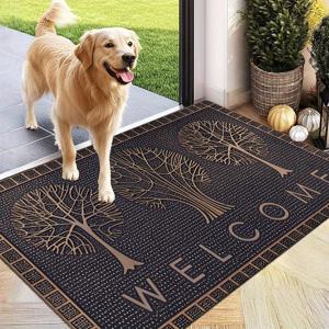 TEMU 1개 SEA 럭셔리 다크 그레이 & 메탈릭 입구 매트 - 실내/야외용 헤비급, 노르딕 러스틱 웰컴, 기계 세탁 가능, 마당, 현관, 홈 데코용