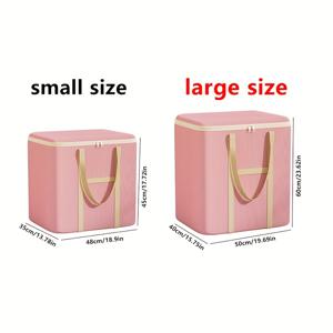 TEMU 1개 핑크 접이식 패브릭 수납 박스 - 지퍼형 잠금장치 & 손잡이 포함 - 대형/소형 직사각형 이사 가방 (이불, 옷, 침구용) - 휴대용 정리함 (홈, 여행, 이사용) - 귀여운 핑크 이사 박스 (두 가지 사이즈, 침대 밑 수납 가능)