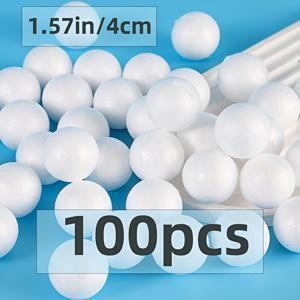 TEMU 4Cm/1.57In 흰색 공예 폼 볼 100개입 (폴리스티렌 재질), 프로젝트, 크리스마스 트리 장식, 교육 용품 및 모형 재료로 적합