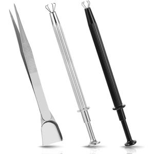 TEMU 볼 세팅 플라이어 3종 세트, 스테인리스 스틸 핀셋과 소형 주걱, 4발톱 볼 피어싱 볼 나사 풀기, 주얼리 고정 공구, , 진주, 전자 부품용