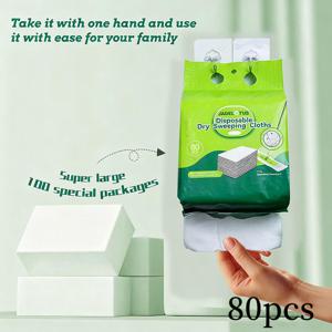 TEMU 80개 일회용 정전기 먼지 걸레 패드 - 정전기 청소 시트, 녹색 비리필 웻/드라이 걸레용, 대부분의 걸레와 호환 (물 불필요)