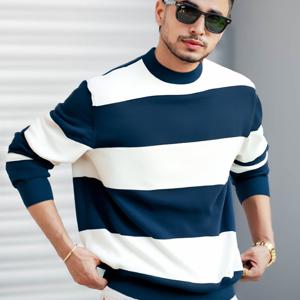 TEMU 남성용 컬러 블록 긴팔 니트 스웨터, 라운드넥 디자인으로 가을, 겨울에 완벽하며 편안함과 다재다능함을 제공합니다.