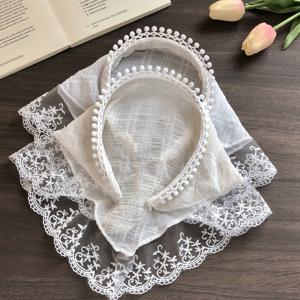 TEMU 2개 세트 순백색 레이스 장식 헤어밴드, 스타일리시한 메시 헤어밴드, 여성 휴가 또는 외출복으로 완벽