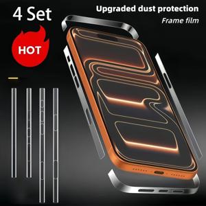 TEMU 아이폰 17 프로 맥스/에어/16/16e/15/14/13/프로 맥스/플러스 호환 하이드로겔 사이드 보호 스티커 필름 4세트, 스크래치 방지 프레임 폰 보더 커버