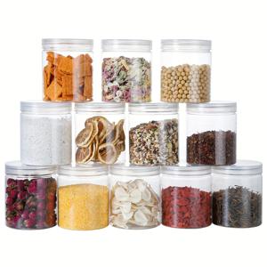 TEMU 16oz (473ml) 투명 플라스틱 용기 뚜껑 포함 - 6/12팩 와이드 마우스 빈 용기, 식품 보관, 슬라임, 화장품, 크림 및 공예용 | 라벨 및 펜 포함