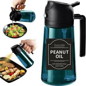 TEMU 16oz/470ml 블루 유리 올리브 오일 스프레이어 - 주방용품, 에어프라이어, 샐러드, 바비큐용 올리브 오일 디스펜서 - 네이비