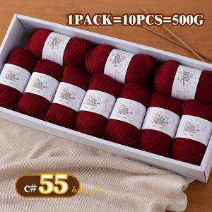 TEMU 고품질 캐시미어 털실, 부드럽고 피부 친화적, 찔림 없음, 스카프, 스웨터, 모자 등 뜨개질용. 1세트 = 10스케인 = 500G