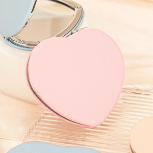 TEMU 하트 모양 합성 가죽 양면 화장 거울 1개, 뷰티 거울, 핸드 헬드 거울, 핑크, 블루, 카키, 레드 색상 선택 가능, 컴팩트하고 휴대가 간편한 마카롱 색상 팔레트, 고화질 양면 렌즈, 휴대용, 주머니, 가방, 지갑, 책가방에 적합, 휴대가 간편, 휴일 파티, 모임, 생일, 기념일, 결혼식, 학교에 이상적, 남녀 공용 선물