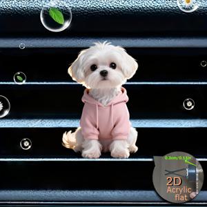 TEMU 2D 플랫, 1개 말티즈 강아지 통풍구 클립 장식, 