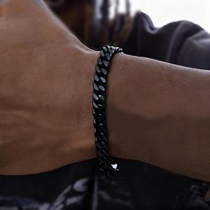 TEMU 1개 블랙 쿠바 체인 팔찌 - 강력한 저자극성 링크 디자인, 멋진 트렌디 스타일, 여성 및 남성 모두에게 적합, 일상 및 독특한 주얼리, 선물 (남녀 모두를 위한 섬세한 추가) - 뛰어난 질감