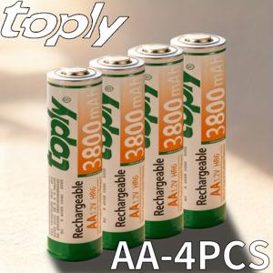 TEMU 4/8/12팩 Toply AA 고용량 3800mAh 1.2V Ni-MH 충전식 배터리 - 헤드램프, 손전등, RC, 리모컨, 장난감, 크리스마스 및 취미 기기용 - AA 전자기기와 호환