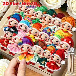 TEMU 2D 평면, 18개 컬러풀 소녀 장식품, 크리스마스, 새해, 설날, 발렌타인데이 & 봄 부활절 펜던트/홈 데코, 선물 태그 | 실내 & 실외 휴일 장식, 계절 선물, 2D 평면
