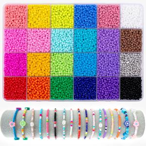 TEMU 14400개 3mm 24색 비즈 세트, 주얼리 제작, 공예, 수제 팔찌 귀걸이, 장인 선물, 주얼리 제작 용품, 수제 비즈 세트, 비즈, 시드 비즈, 주얼리 제작 비즈 세트