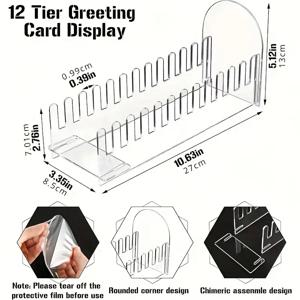 TEMU 12단 아크릴 투명 디스플레이 스탠드 - 인사말 카드 및 엽서 정리함, 데스크탑 코스터 및 스티커 정리함, 쌓을 수 있는 다층 디스플레이 랙, 아크릴 소재의 휴대용 디스플레이 테이블
