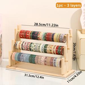 TEMU 1개 데스크탑 수직 3단/5단 계단형 테이프 디스펜서 보관 랙 (문구 스티커, 스크랩북, 테이프, 미술 용품 및 기타 문구류 보관용), 내구성이 뛰어난 견고한 나무 재질로 목걸이, 팔찌, 비즈 팔찌에 적합