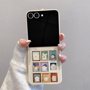 TEMU 삼성 갤럭시 Z 플립 7, Z 플립 6, Z 플립 5, Z 플립 4/3 5G, Z 플립 7 SE/FE용 만화 강아지 초상화 구간막ới 패턴 G361 상하 접이식 TPU 휴대폰 케이스, 풀커버 낙하 방지, 슬림하고 가벼운 휴대폰 케이스