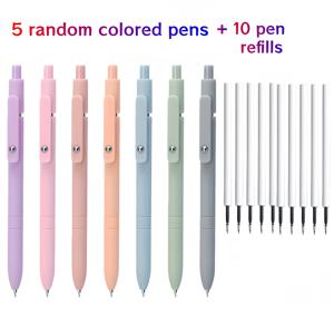 TEMU 모란디 컬러 젤펜 15개 세트, 0.5mm 검정 잉크 젤펜, 랜덤 혼합 색상 펜 5개 + 리필 10개, 극세필, 부드러운 필기감, 빠른 건조, 사무용품, 학용품, 일기, 메모, 책상, 간호사, 교사, 학생용품에 적합, 귀여운 크리스마스 선물