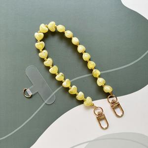 TEMU 패션 컬러풀 창의적인 모조 스톤 하트 휴대폰 체인 | 발렌타인데이 선물 핸드메이드 아크릴 비즈 휴대폰 펜던트 가방 참