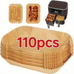 TEMU 110개 직사각형 에어프라이어 라이너, 25.4cm 일회용 베이킹 페이퍼, 사용하기 쉬운 주방 액세서리, 다목적 사용