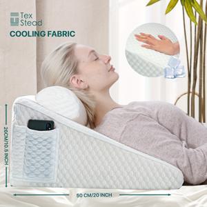 TEMU 1/2개 웨지 베개, 삼각 베개, 볼스터 베개, 쿨링 웨지 베개 (등, 목, 다리용), 통기성 좋은 독서 웨지 베개, 옆으로 자는 사람을 위한 여름 쿨링 침대 웨지 쿠션, 커플 베개, 세탁 가능한 쿨링 베개 커버