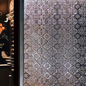 TEMU 1개 프로스트 빈티지 기하학 패턴 프라이버시 유리 필름, 충격 방지, 단열, 반투명, 자외선 차단, 햇빛 차단 창문 스티커, 정전기 흡착 3D 컬러 유리 필름으로 가정 욕실 문 장식에 적합