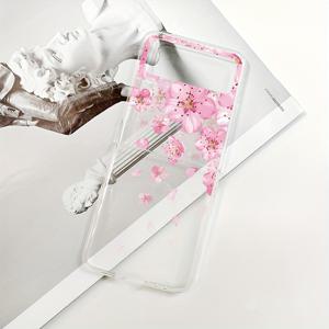 TEMU 삼성 갤럭시 Z 플립 3 5G 4G Flip4 5G용 폰 케이스 투명 하드 PC 보호 커버 쉘 패션 꽃 벚꽃