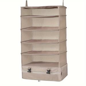 TEMU 대용량 옷걸이 정리 가방 - 다중 구획이 있는 튼튼한 원단 수납, 공간 절약형 옷걸이 정리함 (옷장, 여행, 기숙사, 가정용) - 셔츠, 바지, 수건을 위한 휴대용 옷걸이 정리함 - 학생, 전문가, 자주 여행하는 사람들을 위한 이상적인 제품, 기숙사 필수품, 멀티컴파트먼트 디자인, 견고한 구조, 대학 학생용