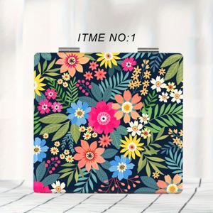 TEMU 화려한 프린트가 있는 메이크업 거울, 휴대용 이중면 접이식 사각 화장 거울, 자매, 이모, 엄마를 위한 최고의 선물, 생일, 축제, 파티, 결혼식