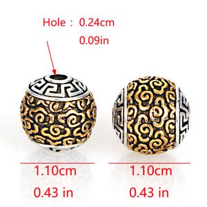 TEMU 12X12mm AT 골드 & 실버 이중 컬러 도금 캐스트 메탈 비즈 5개 세트 (구슬 모양, 구름 디자인), 팔찌 및 목걸이 제작에 적합한 주얼리 제작 소재