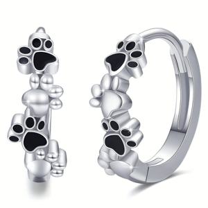 TEMU 패션 동물 원형 귀걸이, 고양이 발자국 후프 귀걸이 여성용, 파티와 데일리웨어 독특한 귀걸이