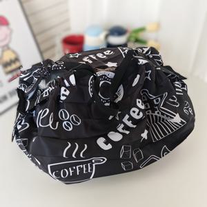 TEMU 스냅 클로저가 있는 고품질 접이식 쇼핑백 - 가벼운, 휴대용 어깨 토트백, 장보기 및 여행용, 튼튼한 폴리에스테르, 손세탁 또는 드라이클리닝 전용