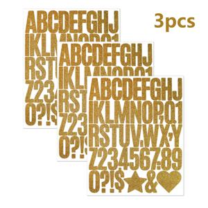 TEMU 2인치 골든 글리터 레터 전사지 3개 세트, 대형 사이즈 쉬머링 무광 골든 글자 및 숫자 전사지, DIY 우체통 장식, 생일 파티 및 모임 장식, 창의적인 선물 장식용 전사지, 자전거/스케이트보드 장식용 전사지