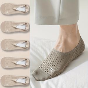 TEMU 인기 선택] 남성용 단색 전사 라벨 대형 Me 홀 통기성 천 밑창 미끄럼 방지 비즈니스 레저 스포츠 고품질 투명 양말 5켤레