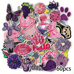 TEMU 60개 자수 아이언온 패치 세트 - DIY 재킷, 모자, 백팩 및 청바지용 다양한 귀여운 어플리케 - 보라색 재봉 및 뜨개질 용품