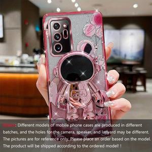 TEMU 삼성 갤럭시 노트 20 울트라용 플레팅 디자인을 갖춘 글리터 폰 케이스, 여행 우주인 테마와 부드러운 소재로 특징지어짐