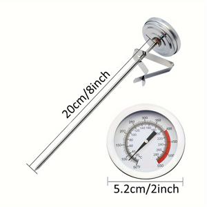 TEMU 클립이 있는 1개 식품 온도계, /40cm 프로브 길이, 스테인리스 스틸 다이얼 프라이 온도계, 즉시 읽기 식품 고기 온도계, 사탕, 물, 커피, 우유, 기름, 바비큐, 칠면조 만들기, 추수감사절, 크리스마스, 할로윈, 생일 선물