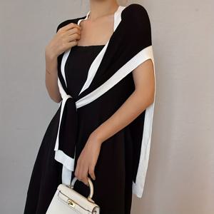 TEMU 숄, 따뜻한 패치워크 스타일 숄, 봄 가을 겨울 아우터웨어, 고급 사무실 에어컨실 한국 스타일 단색 숄