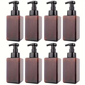 TEMU 8개 세트 450ml 호박색 & 투명 거품 비누 디스펜서, 리필 가능한 플라스틱 펌프 병 - 액체 비누, 샴푸, 바디워시용; 욕실 및 주방 싱크대용 빈 플라스틱 핸드 소프트 폼 디스펜서
